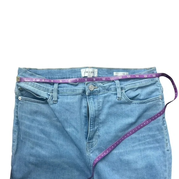 Frame Le Easy Flare Denim Jeans Light Wash Raw Hem Size 32 - Picture 7 of 10